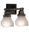 13"W Bungalow White Alabaster Swirl Modern 2 Lt Wall Sconce