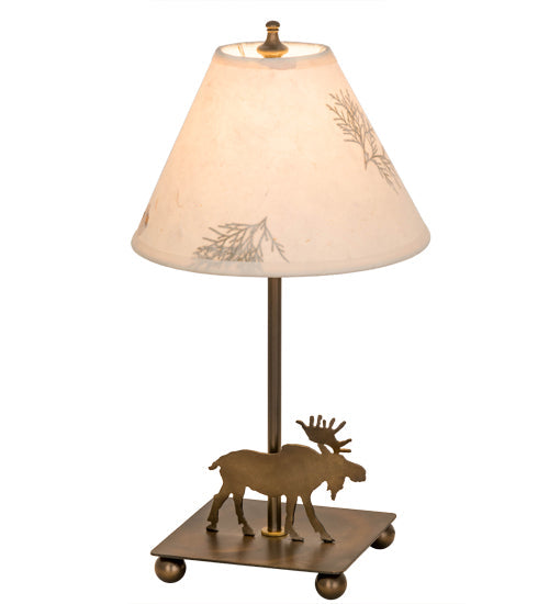 15"H Pressed Foliage Lone Moose Accent Lamp