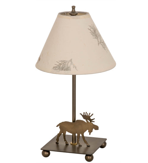 15"H Pressed Foliage Lone Moose Accent Lamp