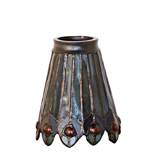 4"W Tiffany Jeweled Peacock Fan Light Shade