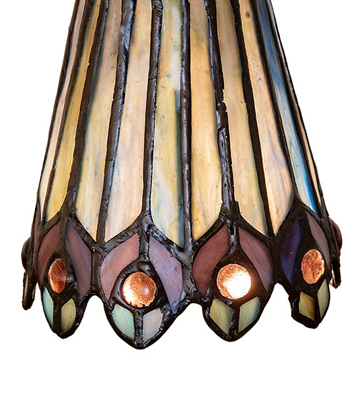 4"W Tiffany Jeweled Peacock Fan Light Shade