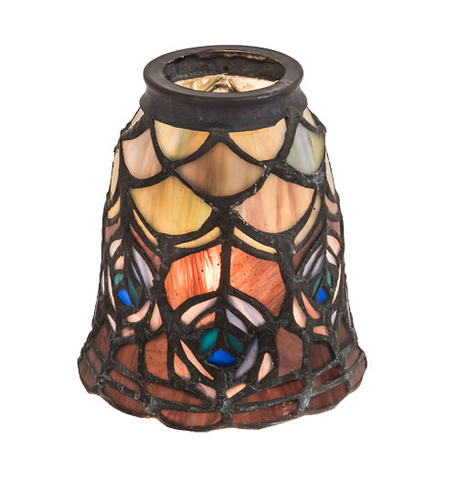 4"W Tiffany Peacock Feather Ceiling Fan Light Shade | Smashing Stained Glass & Lighting