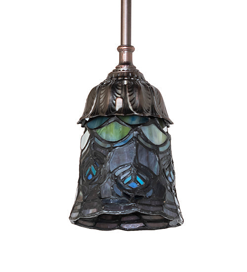 4"W Tiffany Peacock Feather Mini Pendant