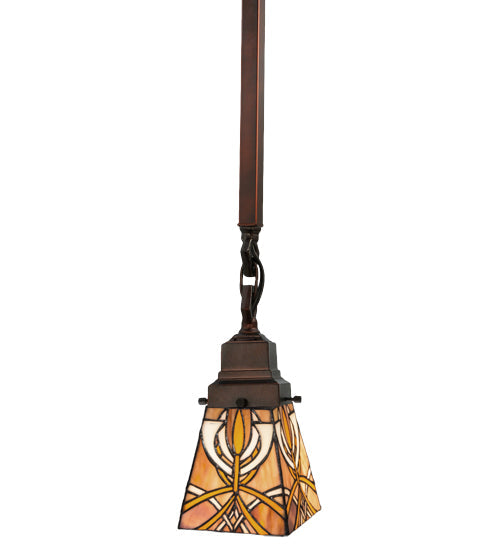 5"Sq Glasgow Bungalow Tiffany Mission Mini Pendant