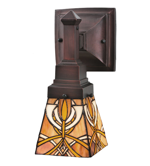 5"W Glasgow Bungalow Tiffany Mission Wall Sconce