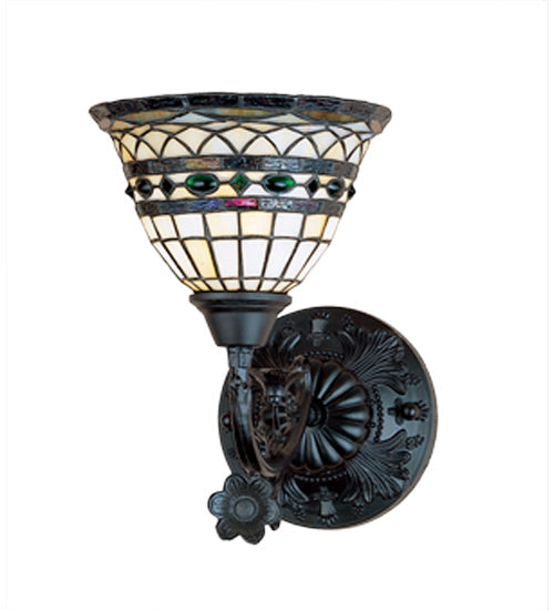 8"W Tiffany Roman 1 Lt Stained Glass Wall Sconce