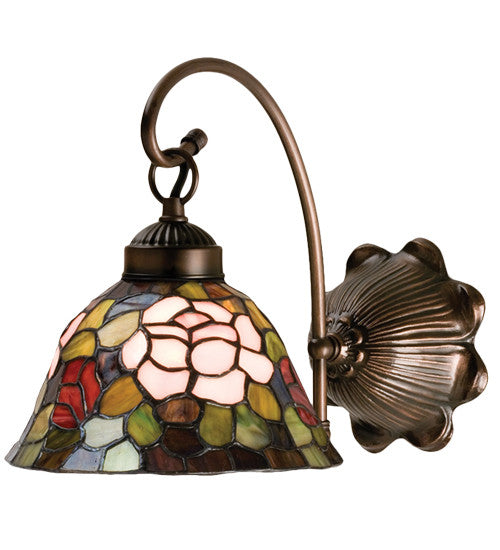 8"W Tiffany Rosebush Floral Wall Sconce