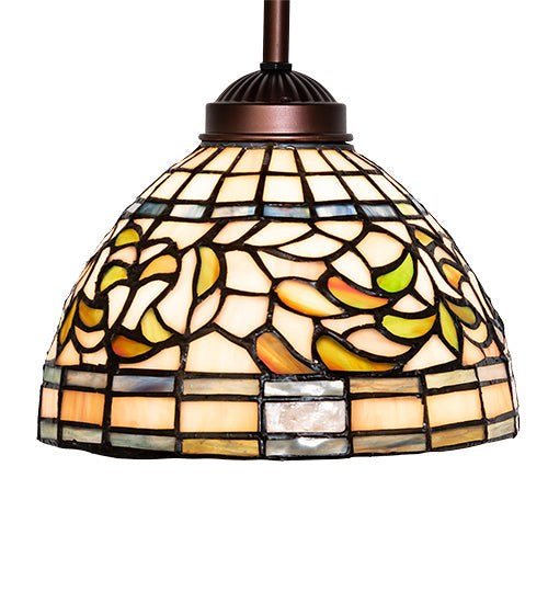 8"W Turning Leaf Stained Glass Floral Pendant