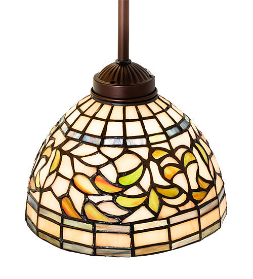 8"W Turning Leaf Stained Glass Floral Pendant