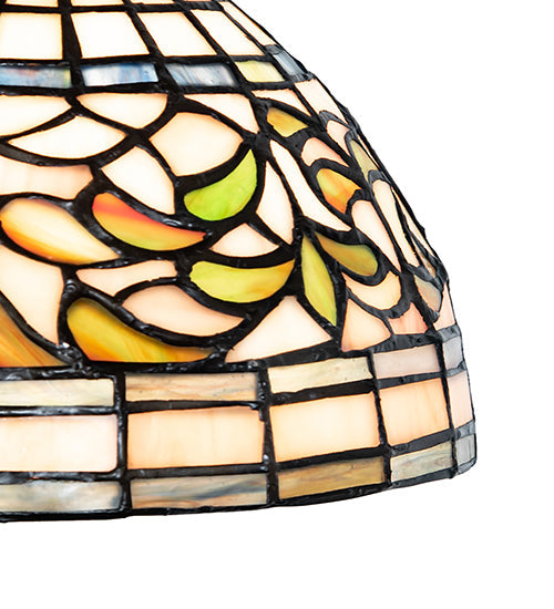 8"W Turning Leaf Stained Glass Floral Pendant