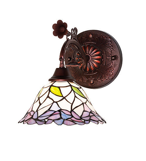 9"W Daffodil Bell Floral Stained Glass Wall Sconce