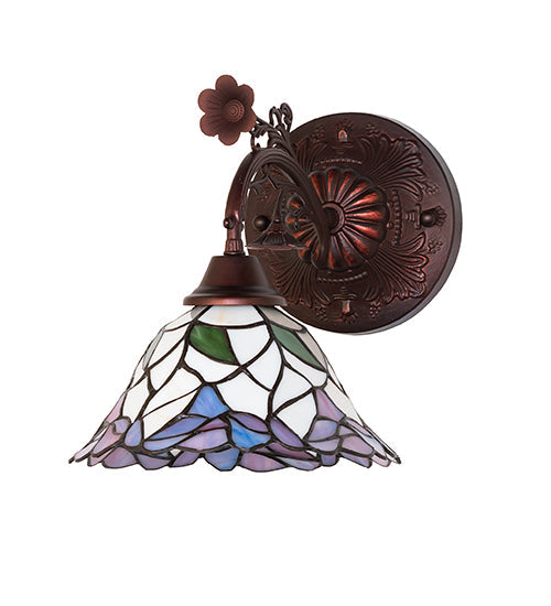 9"W Daffodil Bell Floral Stained Glass Wall Sconce