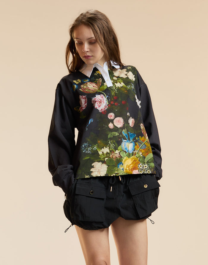 Floral Rugby Shirt in black