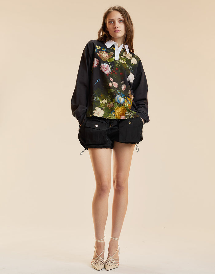 Floral Rugby Shirt in black