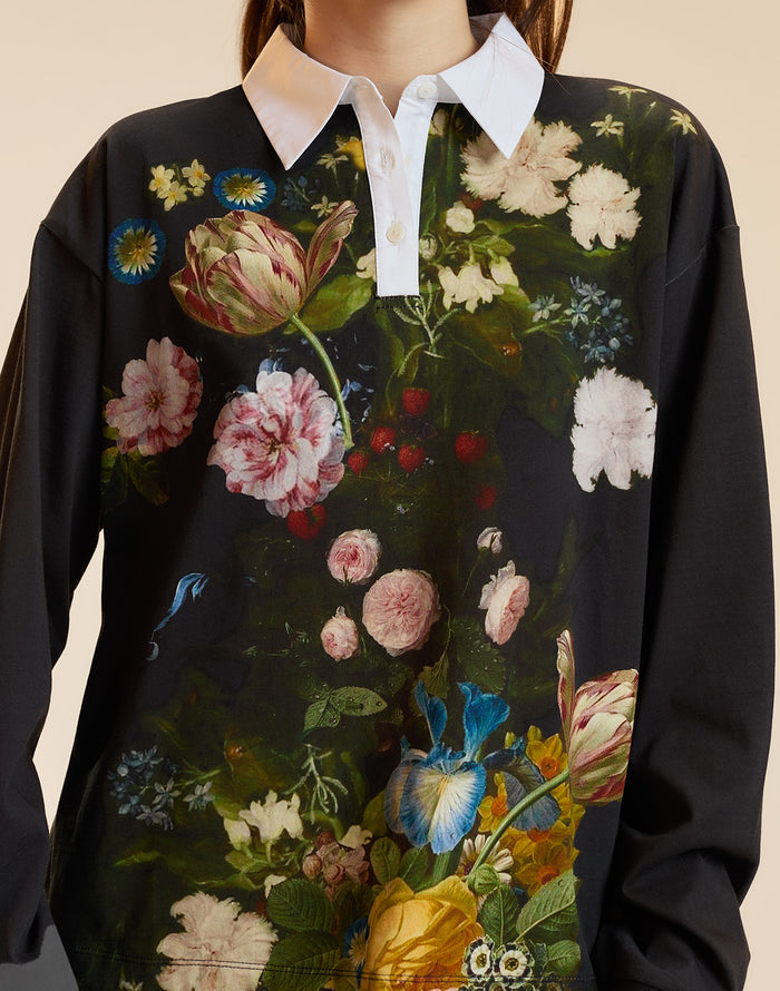 Floral Rugby Shirt in black