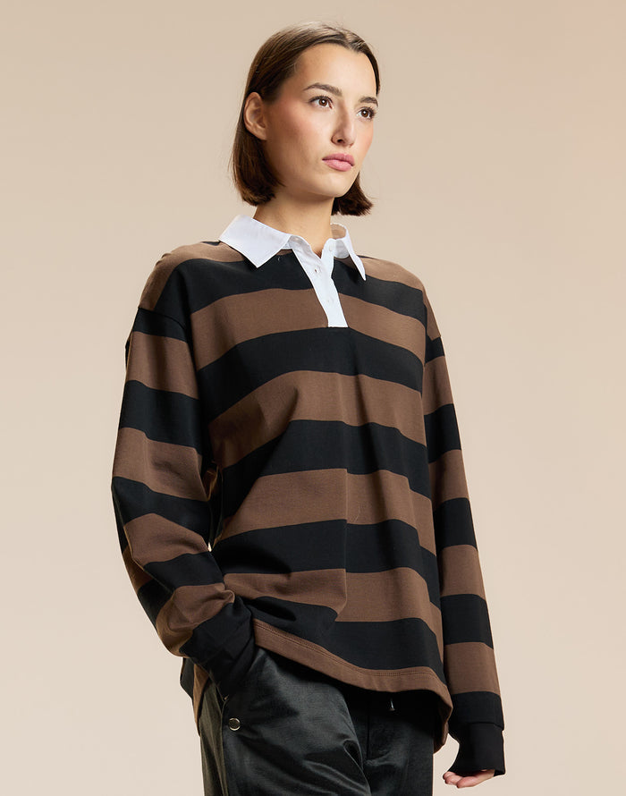 Black Brown Striped Rugby