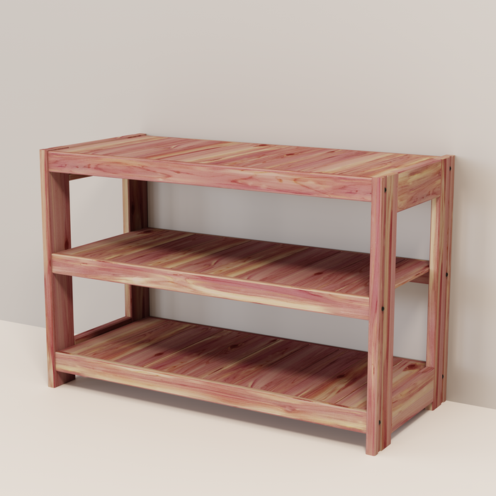Eastern Red Cedar Shoe Rack with 3 shelves.