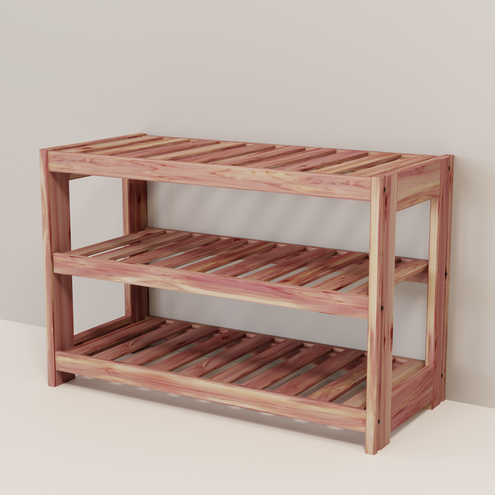 Wooden shoe rack with three shelves