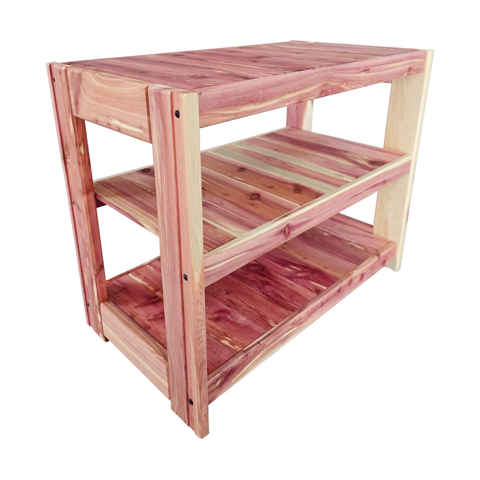 Wooden Shoe Rack with three shelves.
