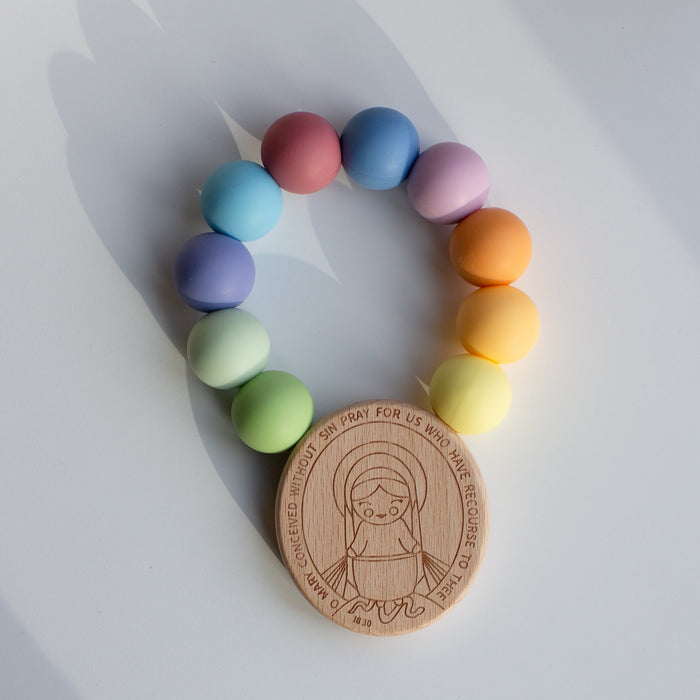 Baby's First Miraculous Medal Teether - Rainbow of Hope