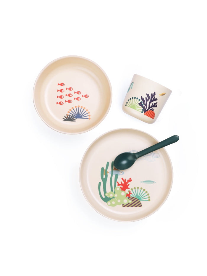 Photo of EKOBO Bambino Illustrated Kids Dinner Set ( Seas ) [ EKOBO ] [ Plates ]