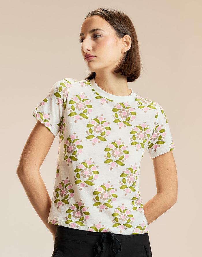 White Floral Printed Tee