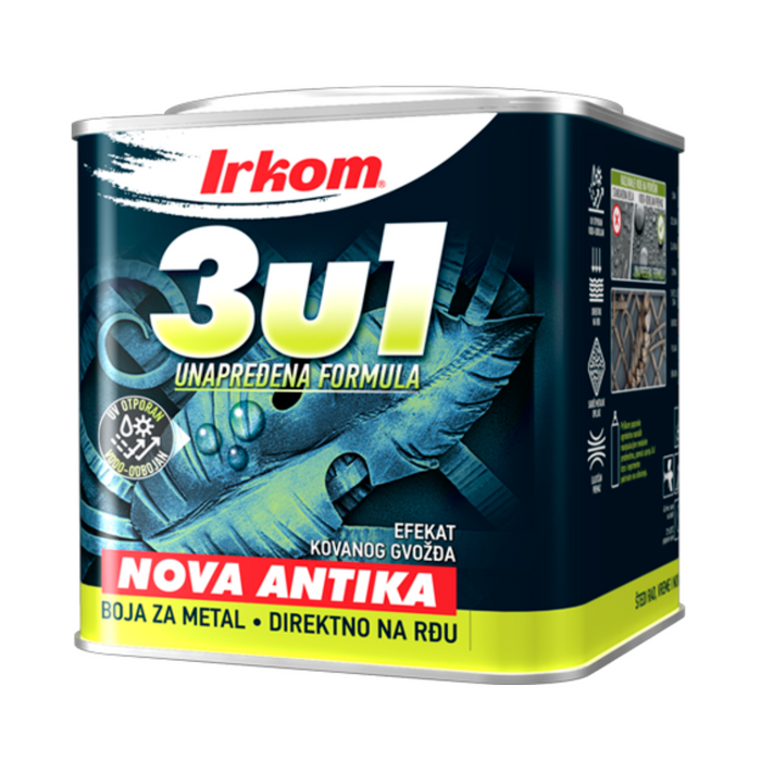 Boja za metal 3u1 Nova Antika crna 1kg Irkom