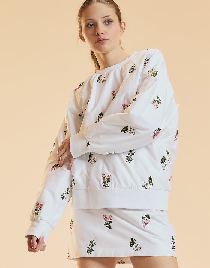 EMBROIDERED PULLOVER in White