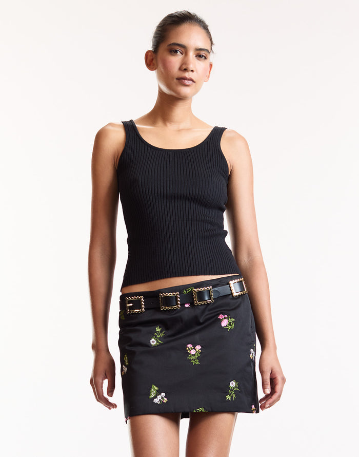 Bouquet Embroidered Skirt