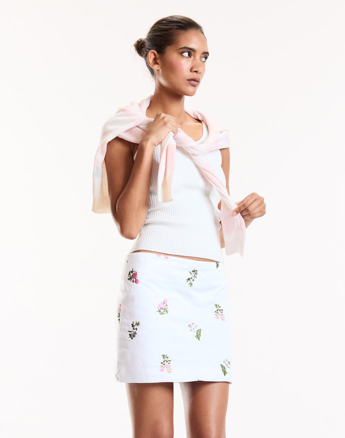 Bouquet Embroidered Skirt