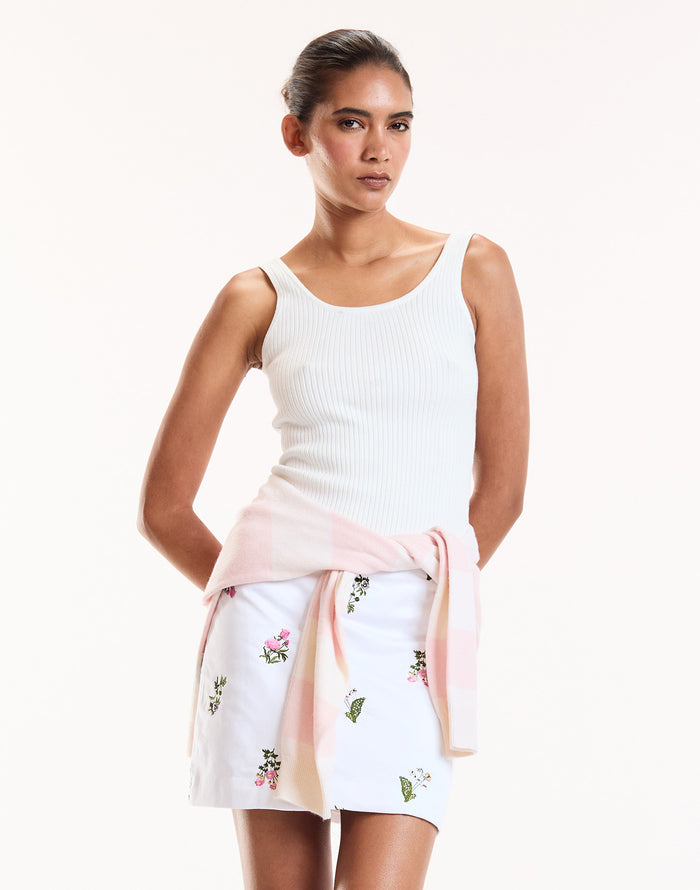 Bouquet Embroidered Skirt