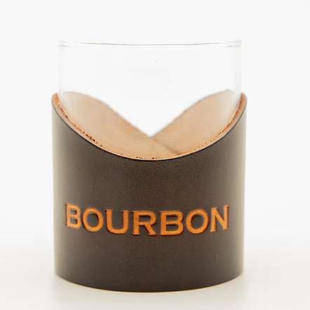 "Bourbon" Leather Lowball Glass