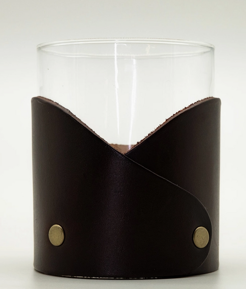 "Bourbon" Leather Lowball Glass