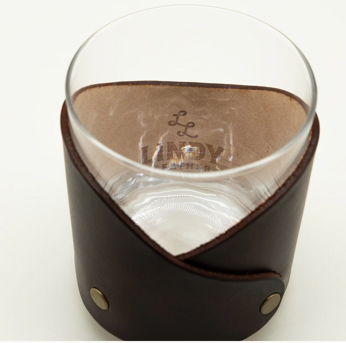 "Bourbon" Leather Lowball Glass