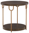 Brazburn - Dark Brown / Gold Finish - Round End Table