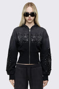 Breathe Black Sigil Studded Patch Zip Up Hoodie