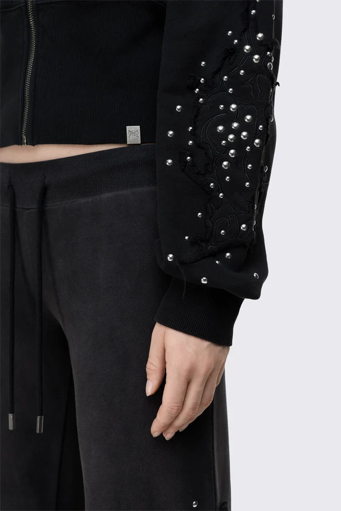 Breathe Black Sigil Studded Patch Zip Up Hoodie