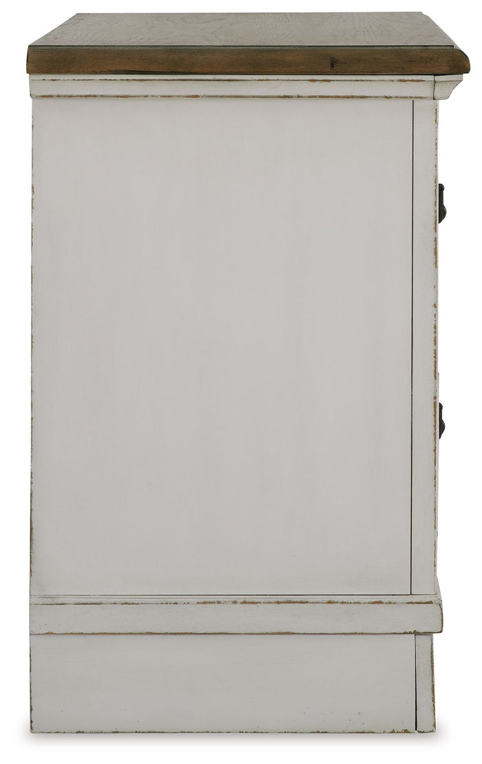 Brollyn - White / Brown / Beige - Two Drawer Night Stand