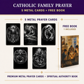Catholic Family Prayer Metal Card Bundle — five metal cards and free book