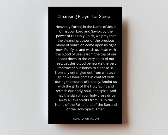 Cleansing Prayer Before Sleep metal holy card back with prayer