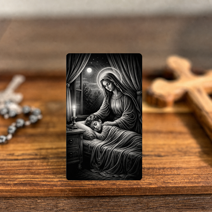Cleansing Prayer for Sleep premium metal prayer card — approved warm devotional mockup