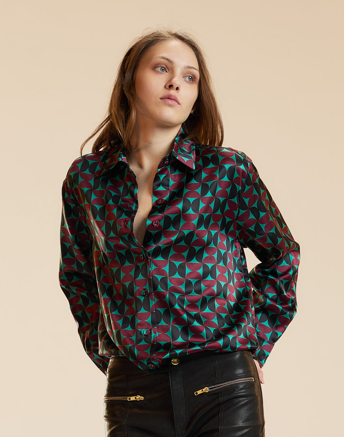 Collectible Silk Shirt in Burgundy