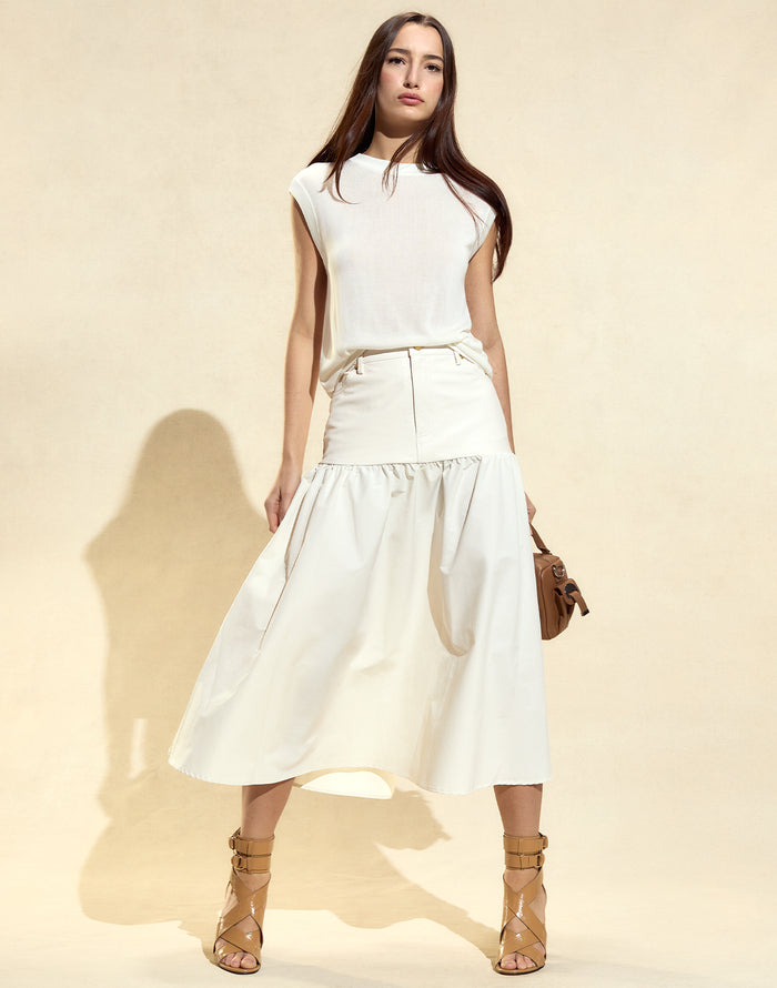 Cynthia Rowley Downtown Leather Nylon Skirt