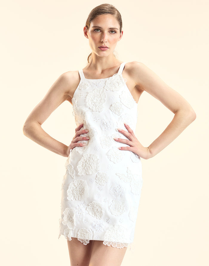 Cynthia Rowley Pop Floral Applique Mini Dress