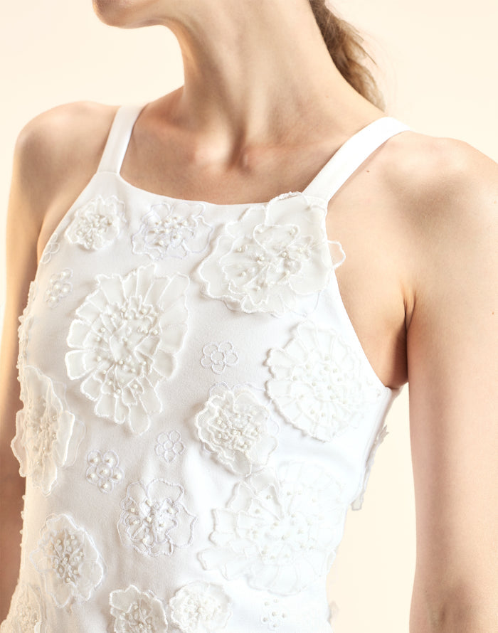 Cynthia Rowley Pop Floral Applique Mini Dress
