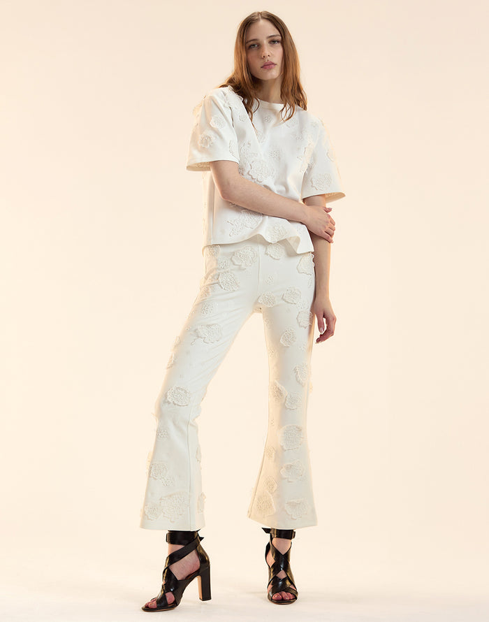 Embroidered Floral Applique Pant