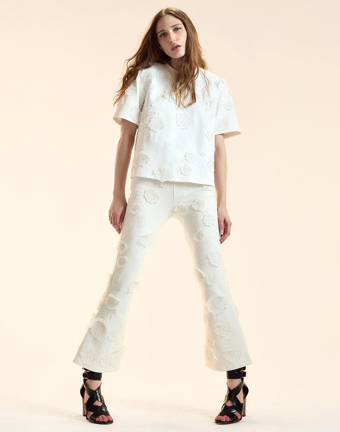 Embroidered Floral Applique Pant