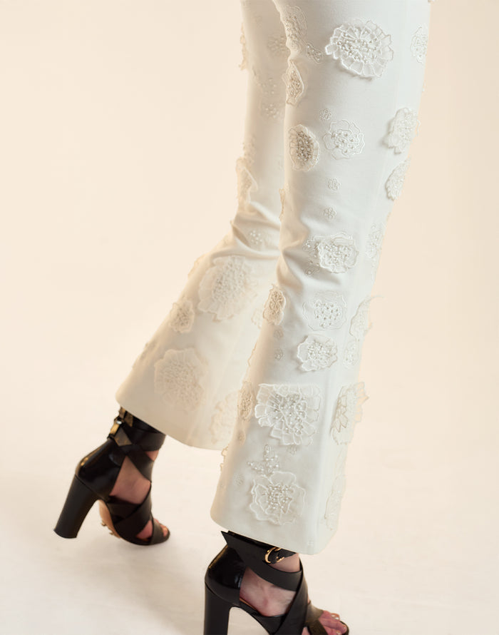 Embroidered Floral Applique Pant