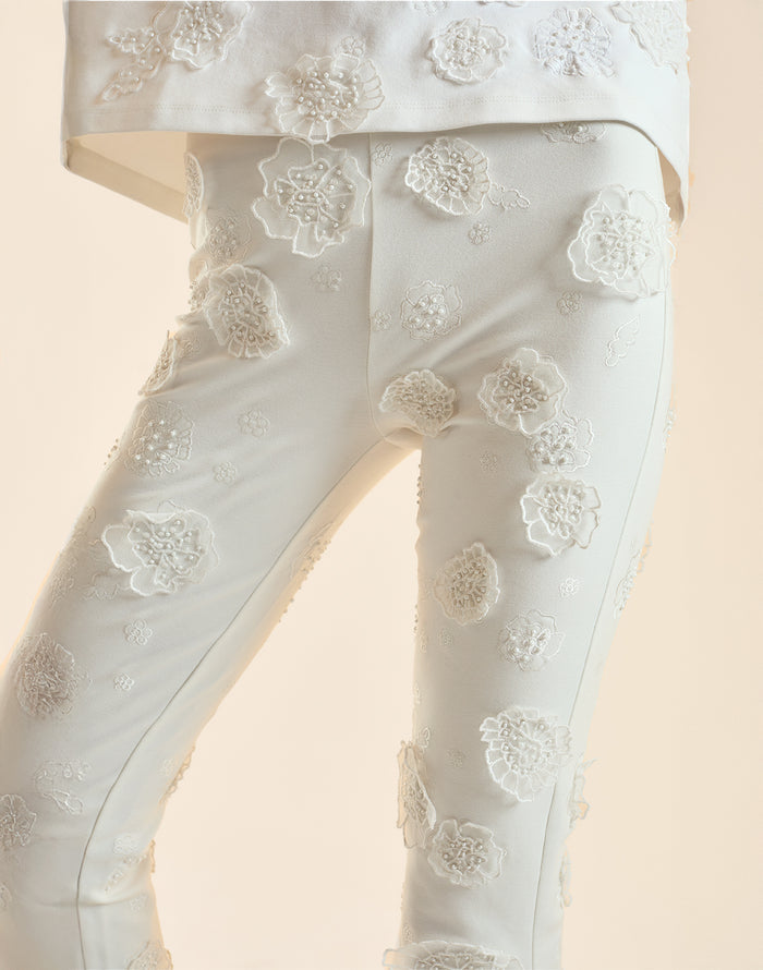 Embroidered Floral Applique Pant