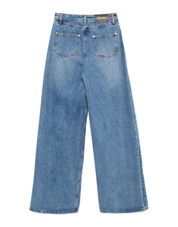 Embroidered Wide-leg Jean